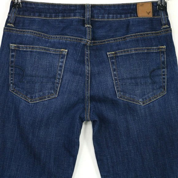 American Eagle Slouchy Cropped Jeans Stretch Dark 2 - Picture 7 of 12